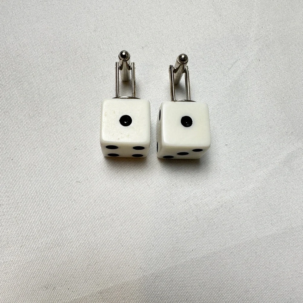 White Dice Cuff Links